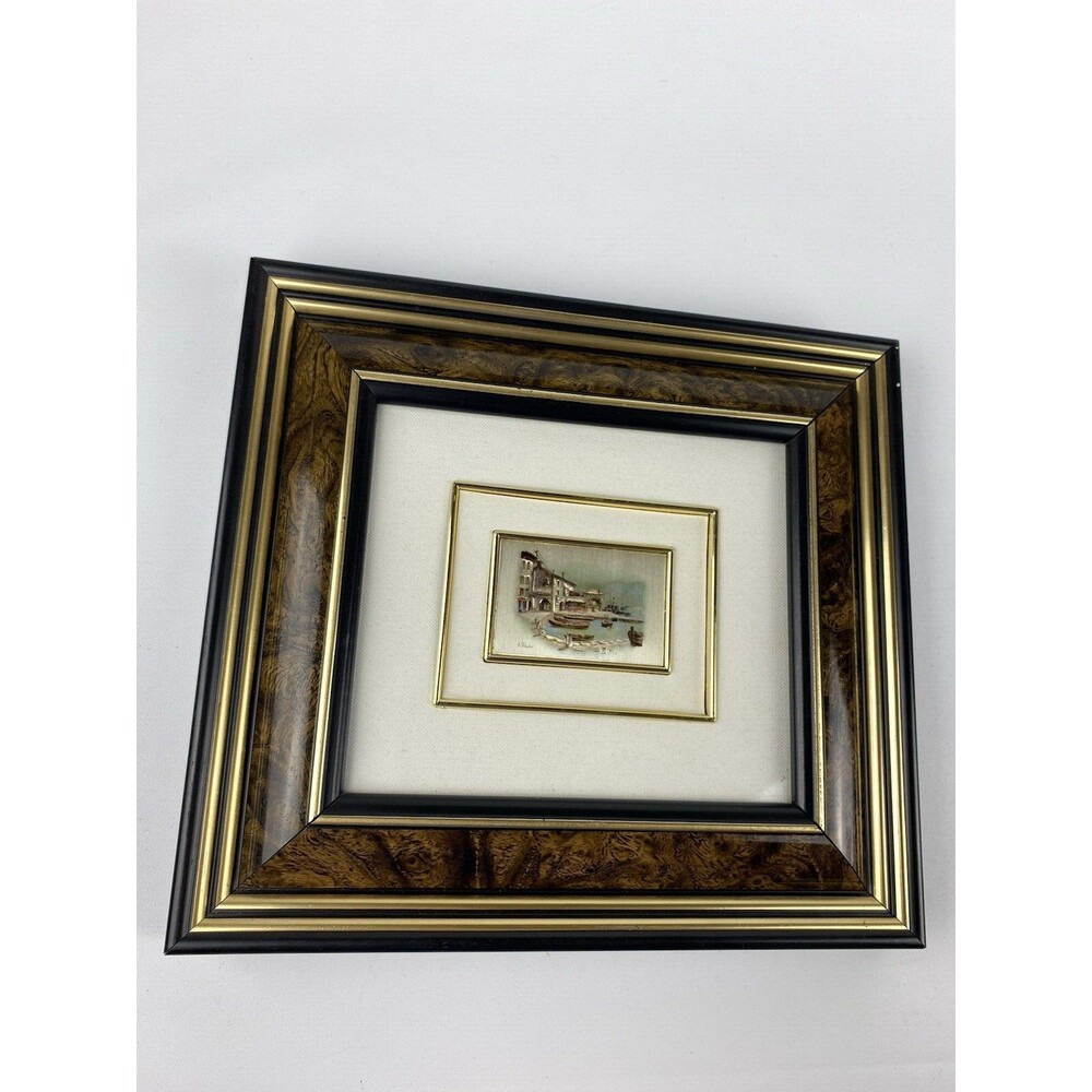 Creazioni Artistiche‎ Framed Picture Art 3D Italy Villa Port Fishing Village VTG